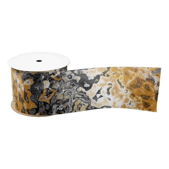 Ruban En Satin Abstrait gris et jaune (Bobine)