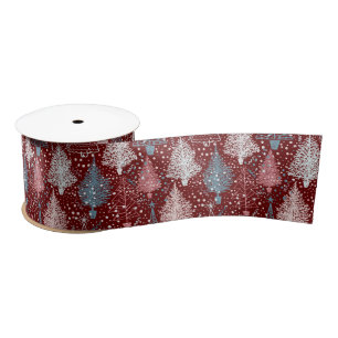 Ruban En Satin Abstrait Noël Arbres Motif 3 Satin Ruban
