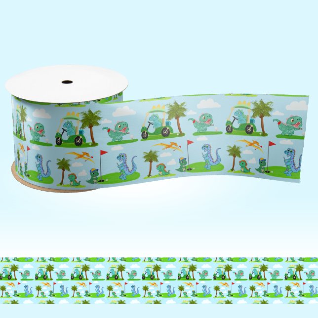 Ruban En Satin Adorable Dinosaur Golf Enfants Motif (Créateur téléchargé)