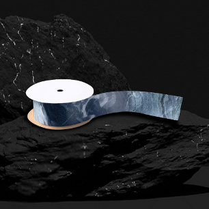 Ruban En Satin Agate bleue cristallisée   Pierre marbrée en ardoi