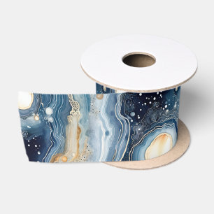 Ruban En Satin Agate Céleste Pierre Planétaire Abstraite