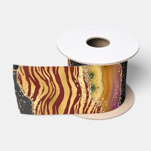 Ruban En Satin Agate de la jungle Motif rayé animal audacieux