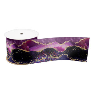 Ruban En Satin Agate des séquences de Parties scintillant violet 