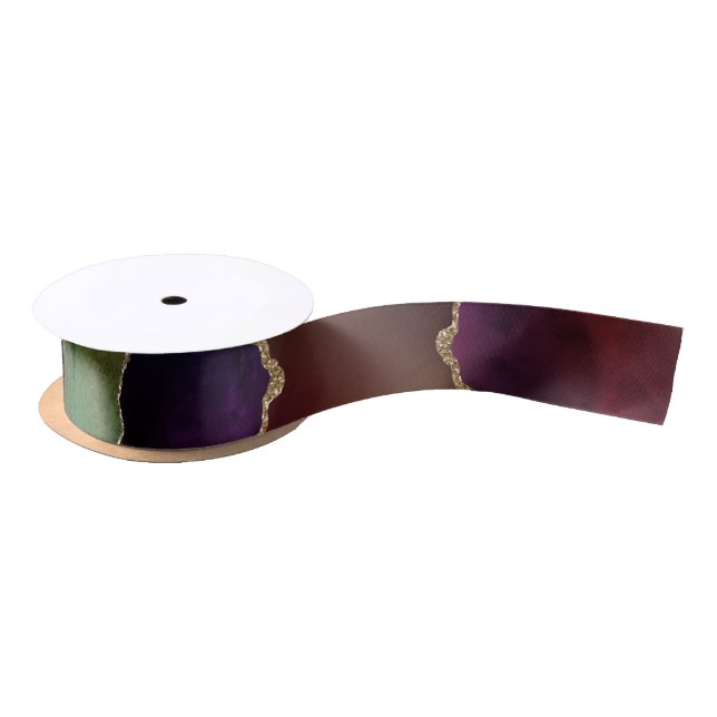 Ruban En Satin Agate foncé intense | Moody Rainbow Jewel Tone (Bobine)