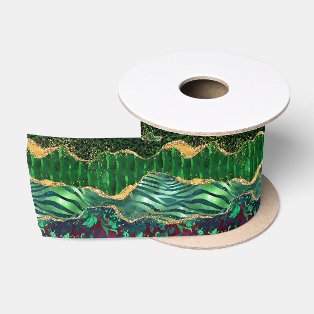 Ruban En Satin Agate Poster de animal Safari vert (Bobine)