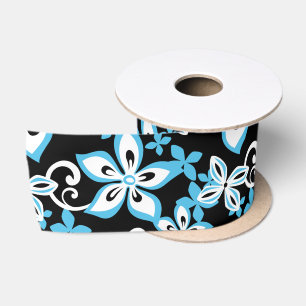 RUBAN EN SATIN ALOHA HAWAII (NOIR/BLEU) SATIN RIBBON