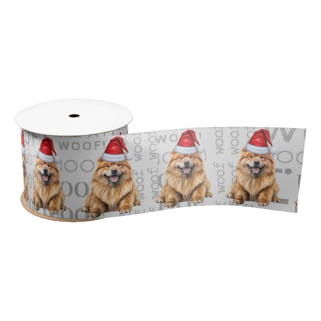 Ruban En Satin Amusant Chien Adulte Cute Chow Chien Chien Noël (Bobine)