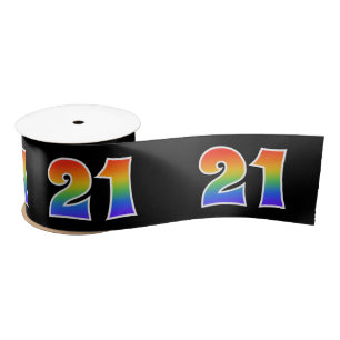 Ruban En Satin Amusement, motif "21" d'arc-en-ciel nombre