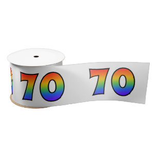 Ruban En Satin Amusement, motif "70" d'arc-en-ciel nombre