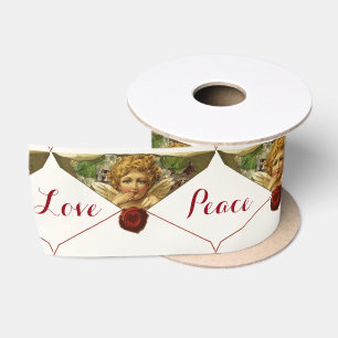 Ruban En Satin ANGEL HEART RED WAX SEAL Love Peace Joie