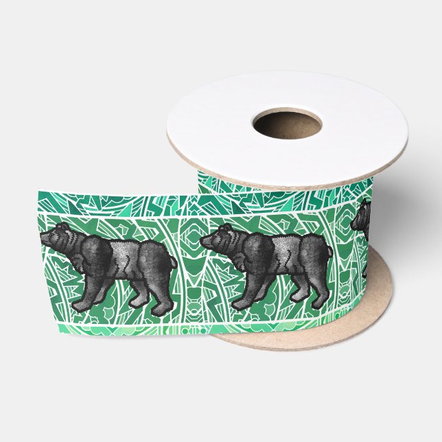 Ruban En Satin Animaux animaux de motif de répétition de peinture (Bobine)