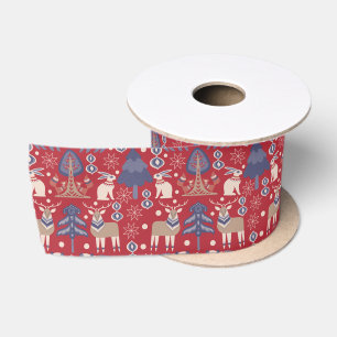 Ruban En Satin Animaux de Noël des forêts scandinaves