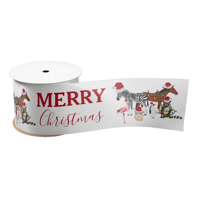 Ruban En Satin Animaux de Noël mignons et amusants Chapeaux de No (Bobine)