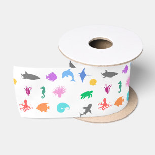Ruban En Satin Animaux marins à motifs