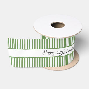 Ruban En Satin Anniversaire de motif de rayure de vert et de