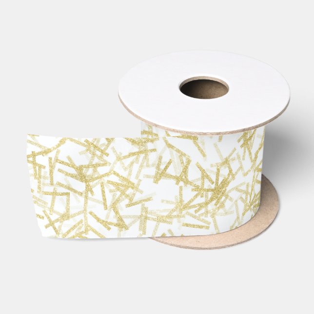 Ruban En Satin Anniversaire du Confetti d'or blanc (Bobine)