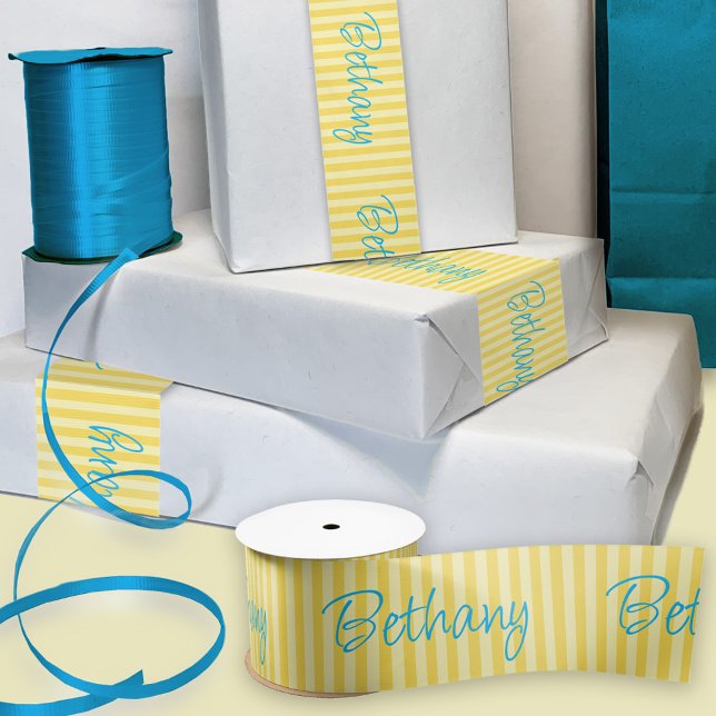 Ruban En Satin Anniversaire Jaune Nom personnalisé (Créateur téléchargé)
