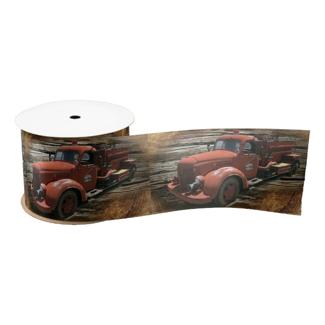 Ruban En Satin Antique Fire Truck Vintage Fire (Bobine)