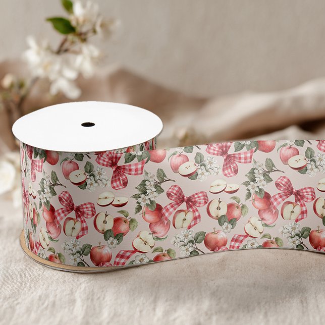 Ruban En Satin Apple Orchard En vichy ruban Bow (Apple Pattern Ribbon)