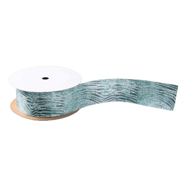Ruban En Satin Aqua Turquoise Glitz Parties scintillant Zebra Imp (Bobine)
