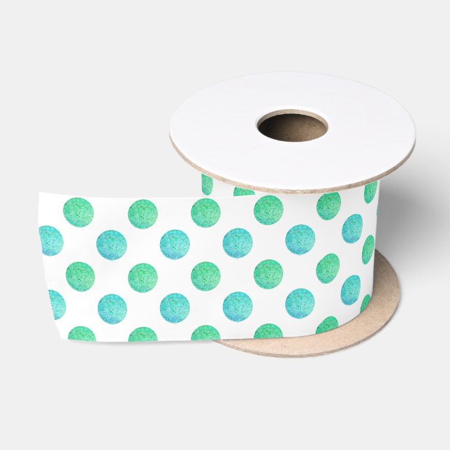 Ruban En Satin Aqua Turquoise texturé Pois d'aquarelle (Bobine)