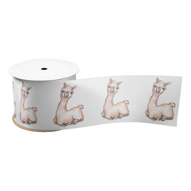 Ruban En Satin Aquarelle Baby shower à thème Llama (Bobine)