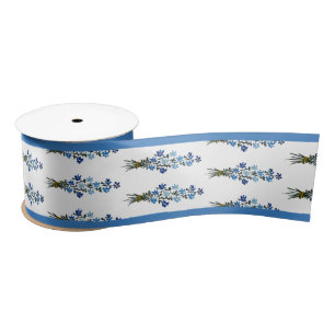 Ruban En Satin Aquarelle bleu bohème Floral
