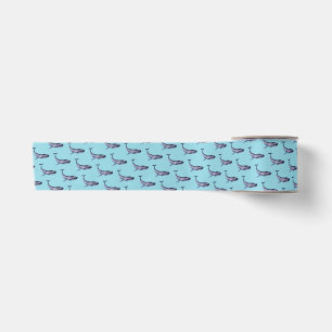 Ruban En Satin Aquarelle Blue Whale Turquoise