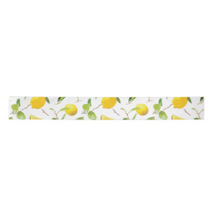 Ruban En Satin Aquarelle Citron et Feuilles 2