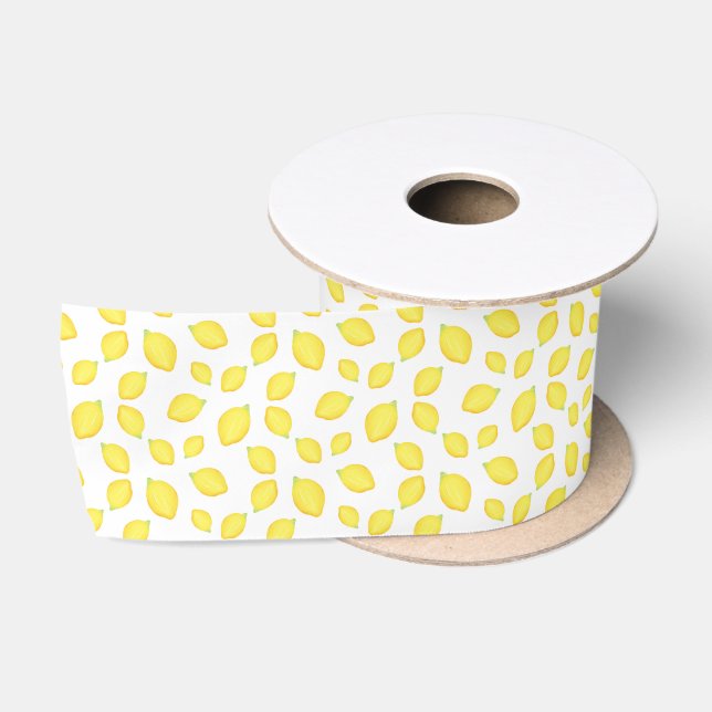 Ruban En Satin Aquarelle Citron Motif 2 (Bobine)