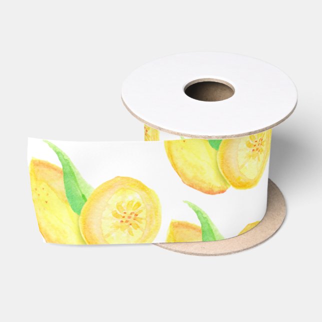 Ruban En Satin Aquarelle de citron de Boho (Bobine)