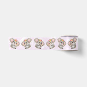 Ruban En Satin Aquarelle douce fille Koala Baby shower rose