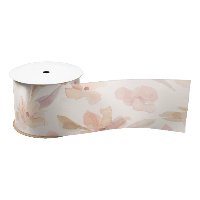 Ruban En Satin Aquarelle Douce Florale Élégante (Bobine)