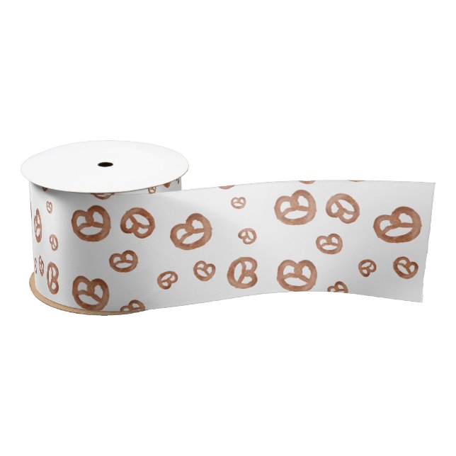 Ruban En Satin Aquarelle douce salée Motif Pretzel (Bobine)