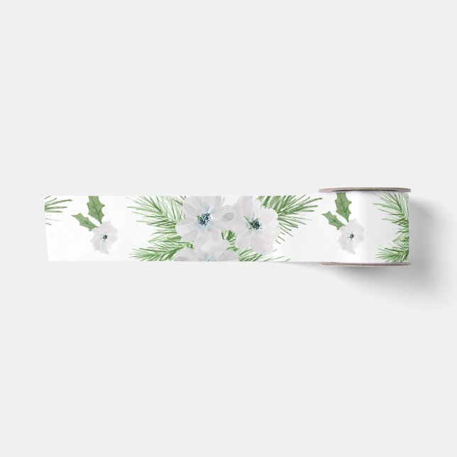 Ruban En Satin Aquarelle et motif d'épinette (Devant)