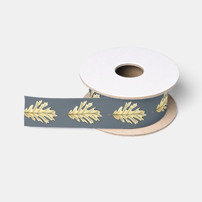 Ruban En Satin Aquarelle feuille chêne (Bobine)