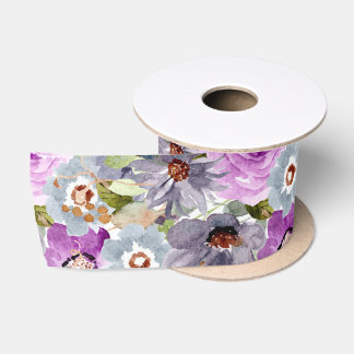 Ruban En Satin Aquarelle Floral Motif Satin Ruban