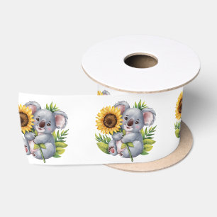 Ruban En Satin Aquarelle Koloa Ours Avec Tournesol
