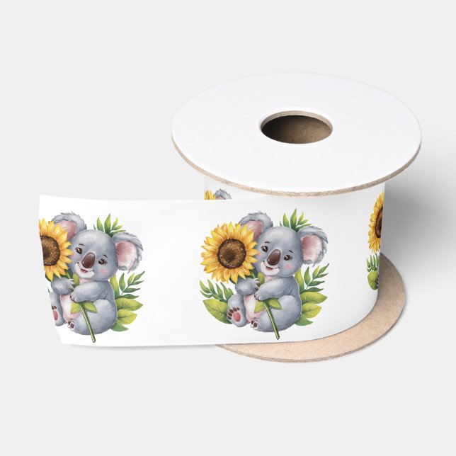 Ruban En Satin Aquarelle Koloa Ours Avec Tournesol (Bobine)