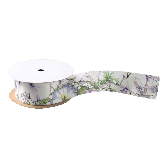 Ruban En Satin Aquarelle Matin Glory Flower Handfasting (Bobine)