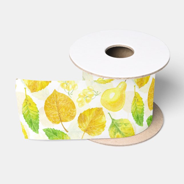 Ruban En Satin Aquarelle motif d'automne (Bobine)