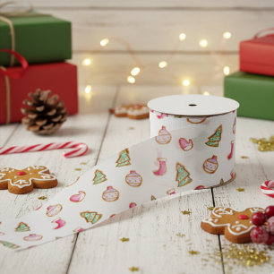 Ruban En Satin Aquarelle Noël Cookies Vacances Mignonnes