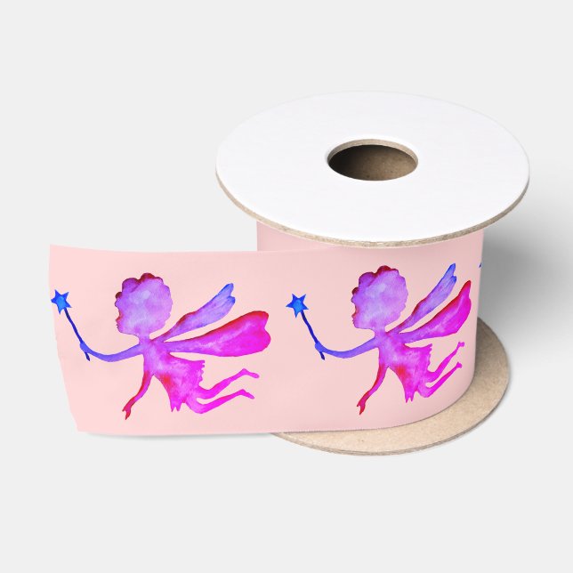 Ruban En Satin Aquarelle rose Fée Dessin Riz Satin (Bobine)