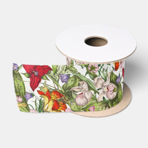 Ruban En Satin Aquarelle Vintage colorée Motif floral