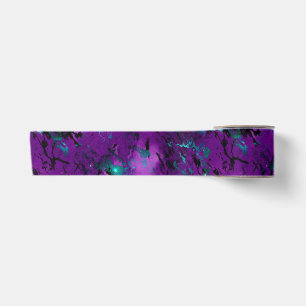 Ruban En Satin Aquarelle violette et Turquoise galaxie en marbre