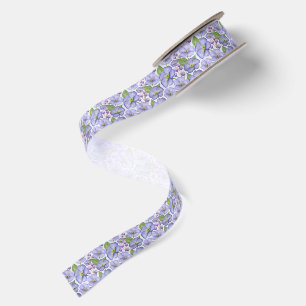 Ruban En Satin Aquarelle Violettes Violettes & Motif Floral