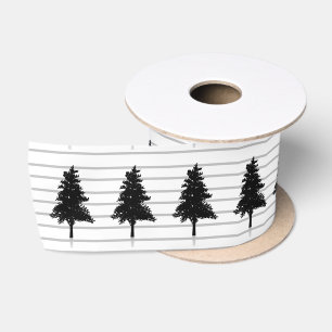 Ruban En Satin Arbre de Noël blanc et noir élégant