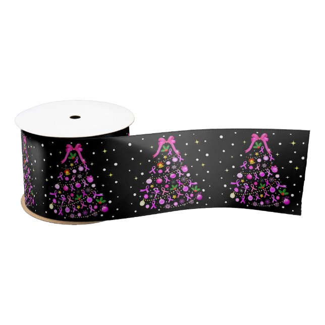 Ruban En Satin Arbre de Noël du cancer du sein (Bobine)