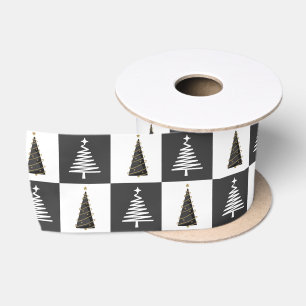 Ruban En Satin Arbre de Noël noir et blanc moderne Ruban