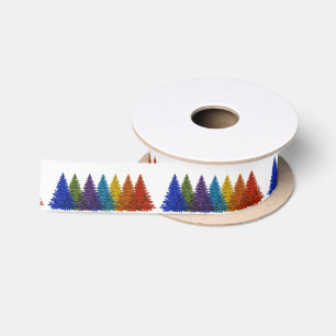 Ruban En Satin Arbres de Noël arc-en-ciel